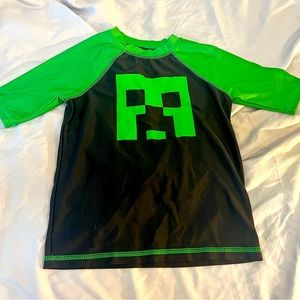 ☀️☀️ Minecraft Rash Guard boy / girl size 8 swim shirt ☀️☀️